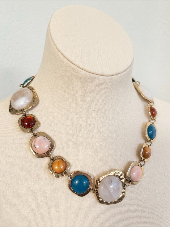 Jewelry - Multi-Color Stone Cabochon Necklace - Women Jewelry